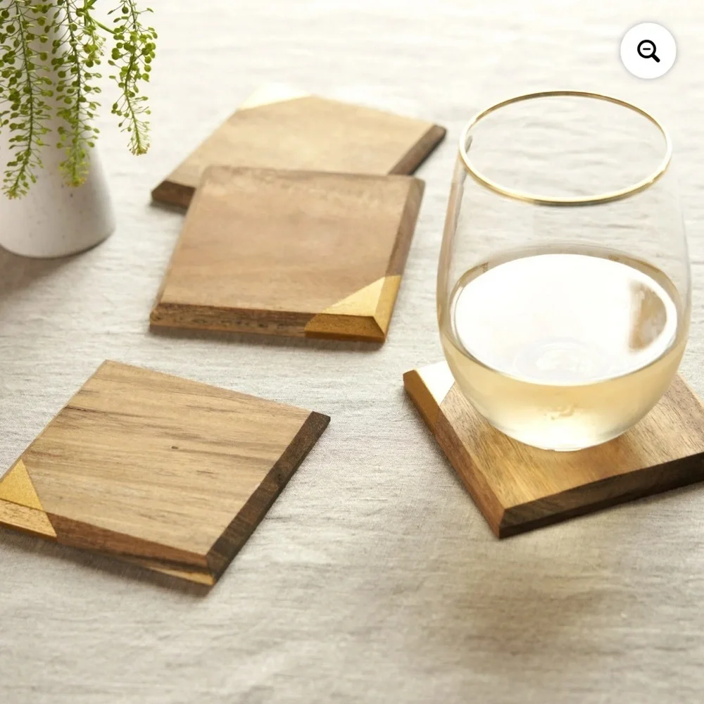 New Old Kentucky Home Metallic Dipped Coaster Set by Twine 4 Pack Wood Copper